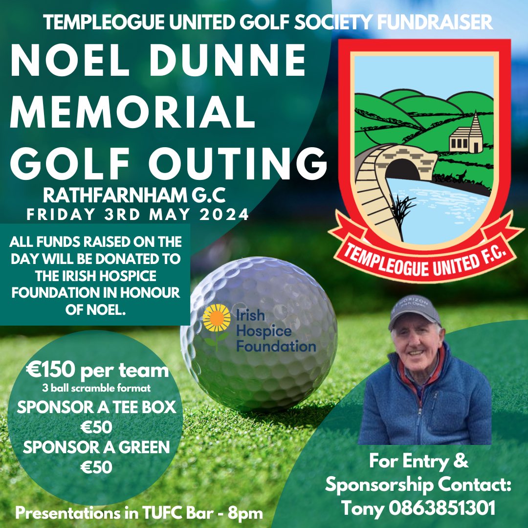TUFC1977's tweet photo. ⛳️ NOEL DUNNE MEMORIAL 

It is with great honour that we announce our next golf outing will be in memory of Noel Dunne. It will open to the public &amp; all members of TUFC. Get your teams &amp; sponsorships in early. A huge thanks to the Dunne family also. https://t.co/GKk5kPI7BM