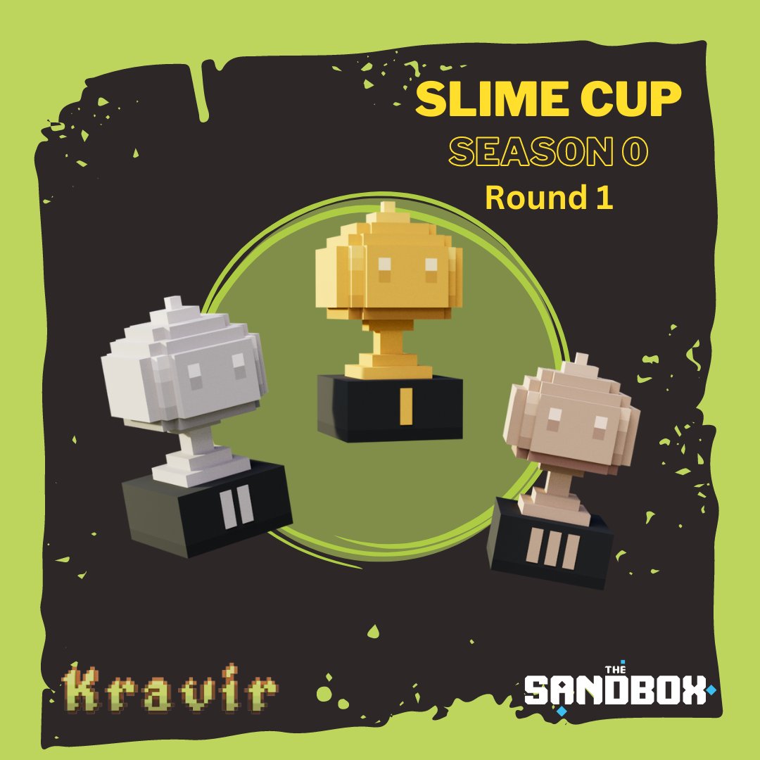 KravirGame's tweet photo. Slime Cup | Season 0 - Round 1 is over!

🟢$SAND and NFTs were sent to the winners! 🎁
🟢Players that entered our leaderboard will be awarded a special role in our discord server.

Stay tuned for our next event @TheSandboxGame 

#TSBBuildersChallenge #gamedev #metaverse #NFT https://t.co/u0Lt7SiUo5