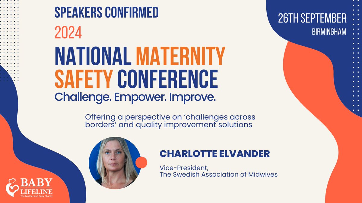 📢SPEAKER CONFIRMED! Many challenges in maternity safety are not unique to the UK 🌍 We're excited that Charlotte Elvander from the Swedish Assoc of Midwives will be joining us at #MatSafety2024 to tell us about maternity safety initiatives in Sweden. babylifeline.org.uk/conference-2024