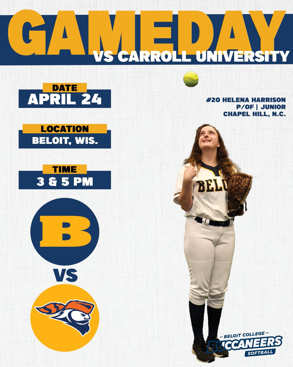 Happy Spring Day Bucs! Come out and support softball this afternoon! 🆚 Carroll University Pioneers ⏰ 3 & 5 pm 📍 Strong Complex Softball Field 📊 beloitcollegeathletics.com/sidearmstats/s… 📹 beloitcollegeathletics.com/watch/?Live=25… #GoBucs!