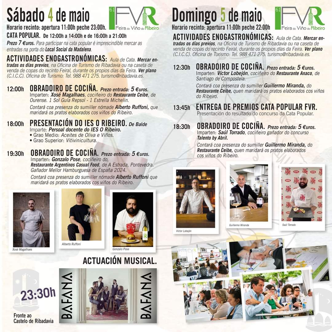 📆 PROGRAMA da 61 FEIRA DO VIÑO DO RIBEIRO @RutaVinoRibeiro Programa 👉 feiravinoribeiro.com/programa #FVR2024 #Ribadavia #Ribeiro