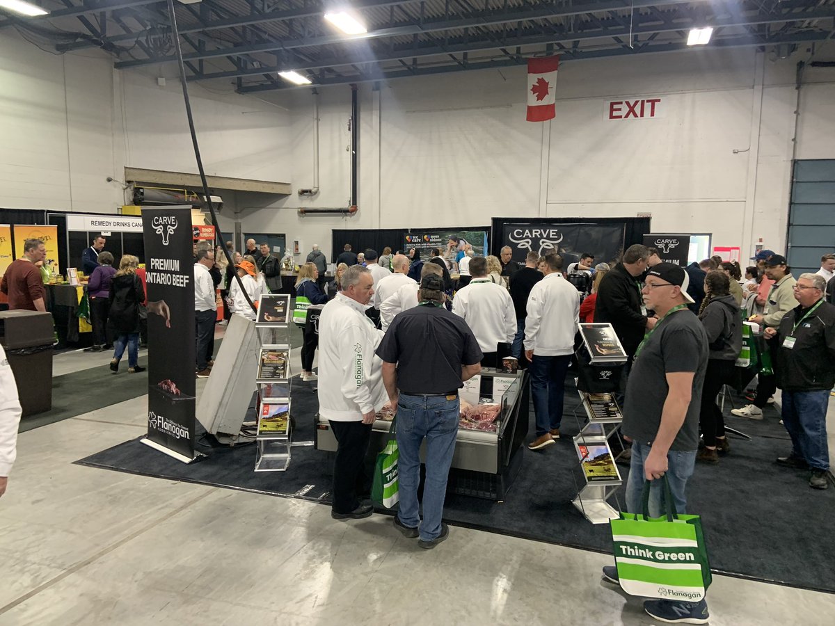 Carve Premium Ontario Beef is a main feature at the Flanagan Foodservice Show in Kitchener. Thanks to all the local restaurants who support Ontario Beef and this great Ontario company! @CarveBeef