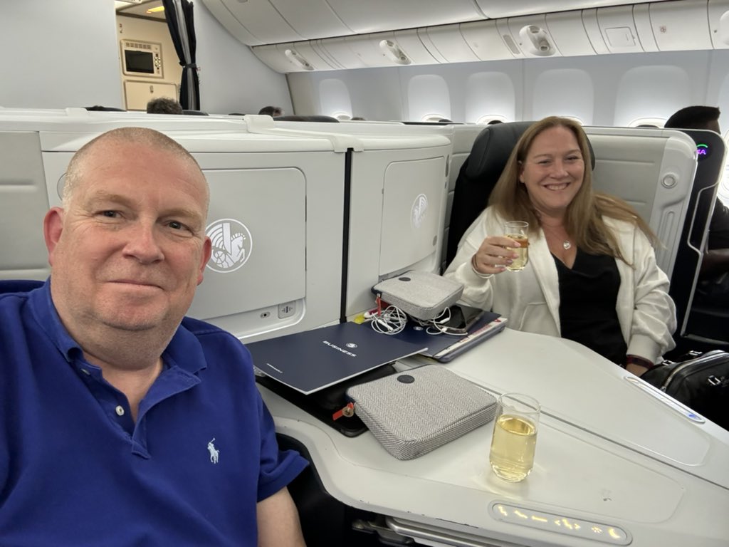 tweetwizzo's tweet photo. Off to Korea on a work trip. Lynn’s blagged herself a seat too! 🤣 https://t.co/FgO8izMFuy
