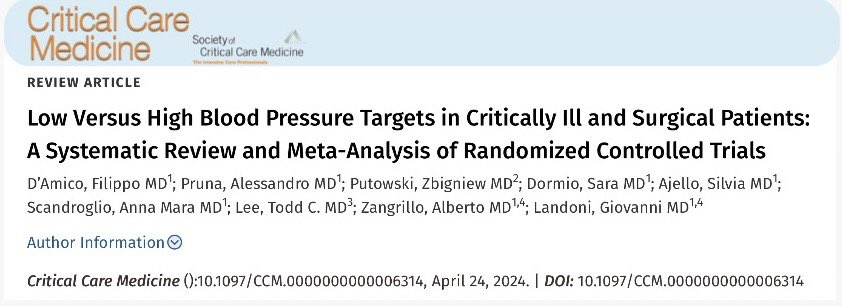 ⚡ Breaking new ground in blood pressure management! 🫀 How should we manage blood pressure in critical care and perioperative settings? 📈 Check out our latest meta-analysis, which could redefine how we manage blood pressure in #criticalcare and #perioperative…