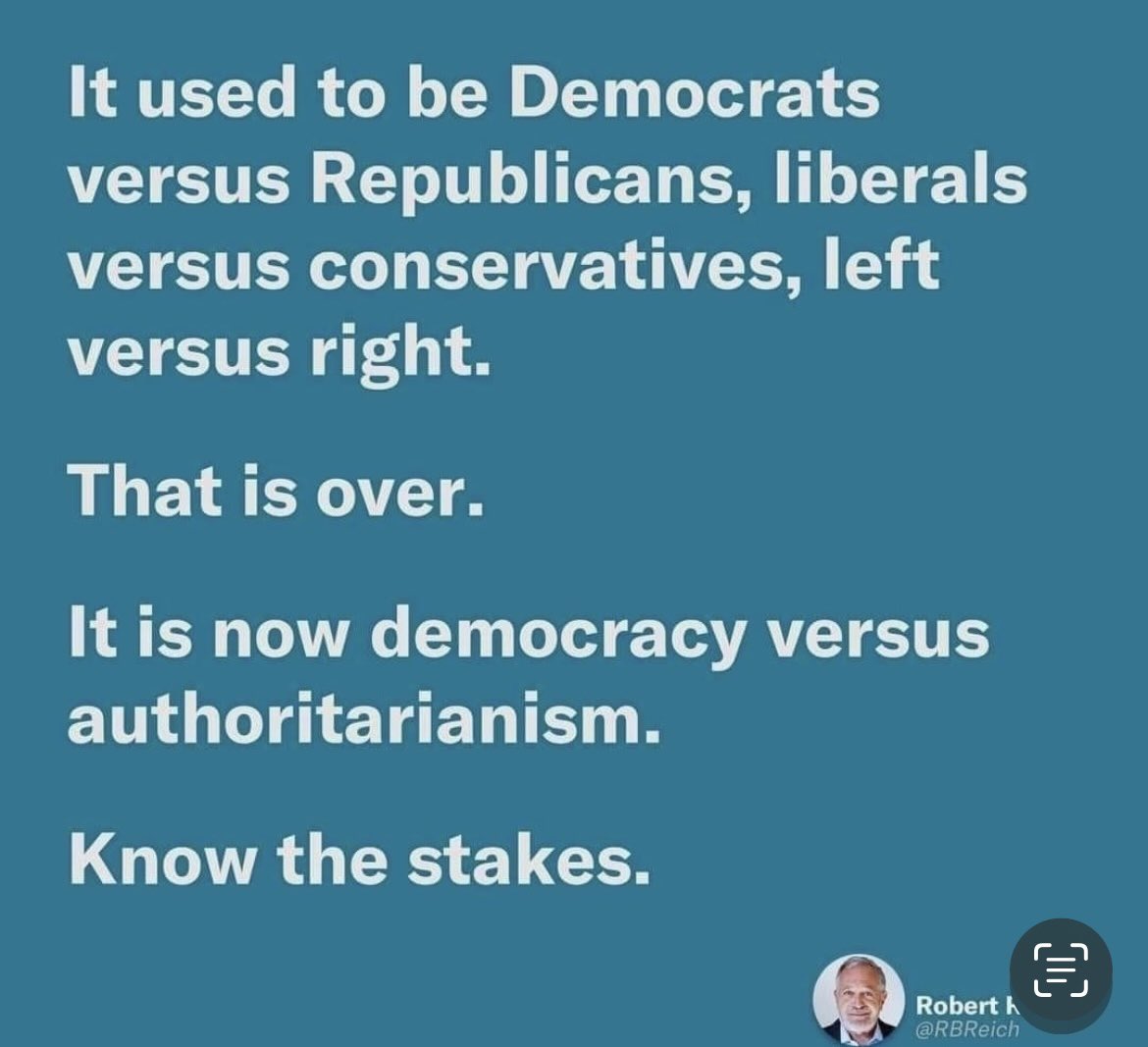 #ProudBlue #DemVoice1 
Things have changed. It is now democracy versus authoritarianism‼️
KNOW THE STAKES‼️ Democracy is at risk and will be lost if we do not turn out in massive numbers at the polls‼️#VoteBlueToSaveDemocracy