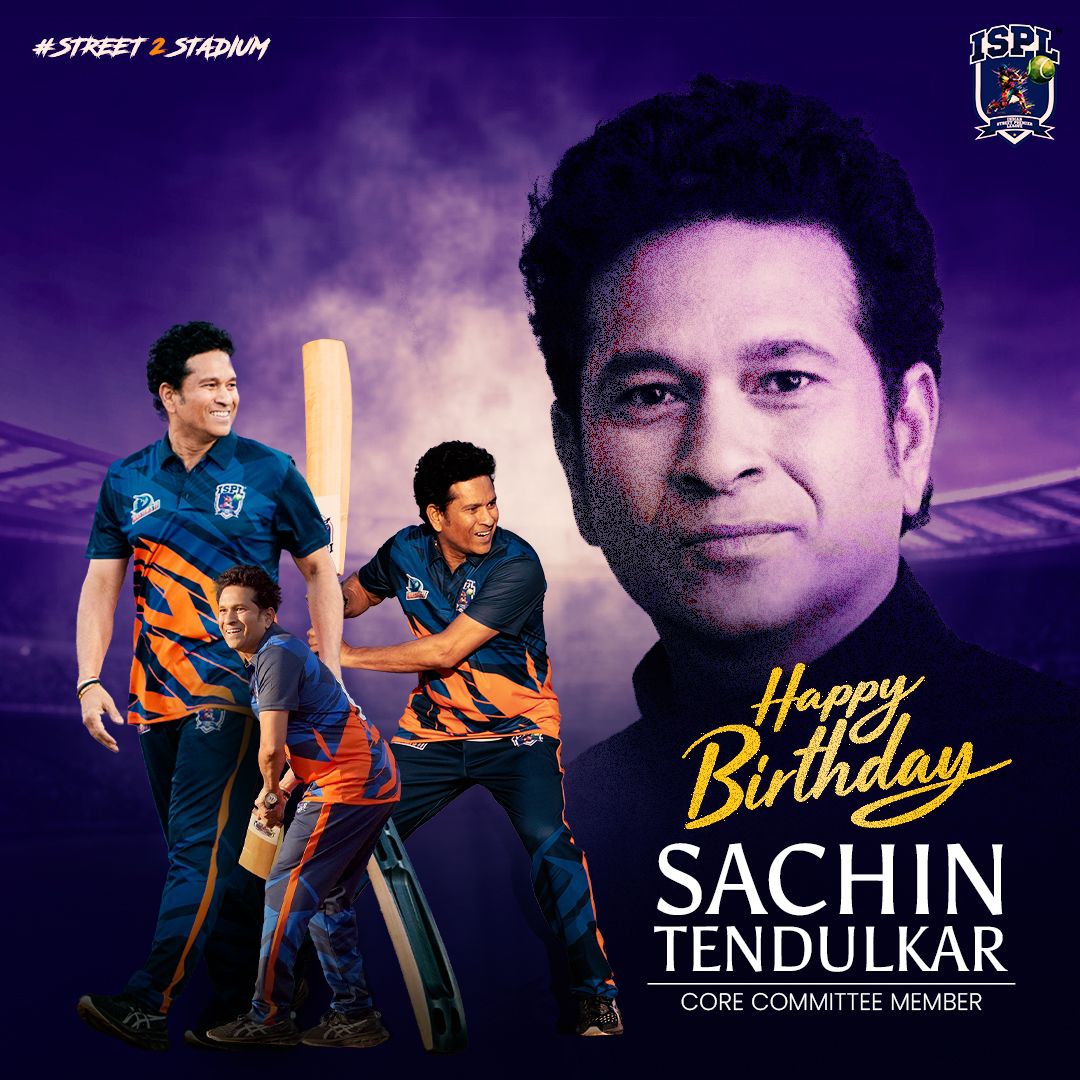 550+ intl. matches, 30,000+ runs, 100 centuries, unlimited memories. Here's to the man who made traditional cricket look exciting. Wishing Sachin Tendulkar, our core committee member, a very happy birthday! #SachinTendulkar #HappyBirthdaySachin #Street2Stadium #ISPL