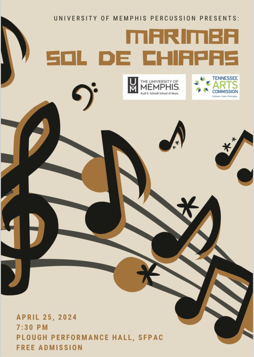 MexicanMarimba's tweet photo. We’re VERY excited to be performing with former Sol member Dr. Bill Shaltis and his percussion studio at the University of Memphis THIS Thursday, April 25, 7:30p—if you or anyone you know is going to be close, COME JOIN US at the musical fiesta in Memphis!!! https://t.co/9AfjdRCs8i