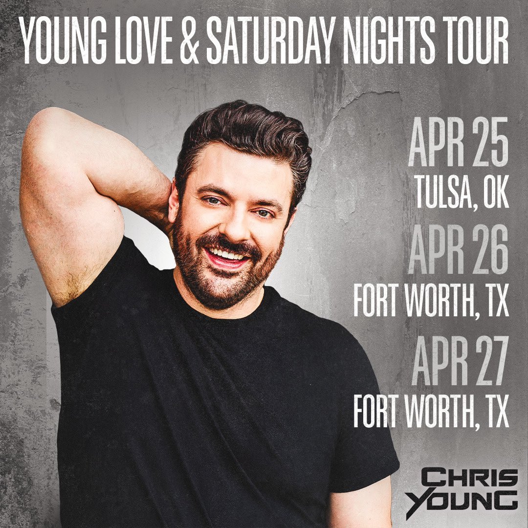 Tulsa & Fort Worth! Can’t wait to kick off the Young Love & Saturday Nights Tour with y’all this week 🤘 Tickets: chrisyoungcountry.com/tour