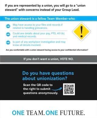 MorePerfectUS's tweet photo. In three weeks, Mercedes’ workers in Alabama vote on unionizing with the @UAW.

The company is freaking out and directly distributing awful union-busting materials.

This flyer says you’ll have a union steward to help you — and that’s supposed to be scary. https://t.co/4cOVJaeNrL