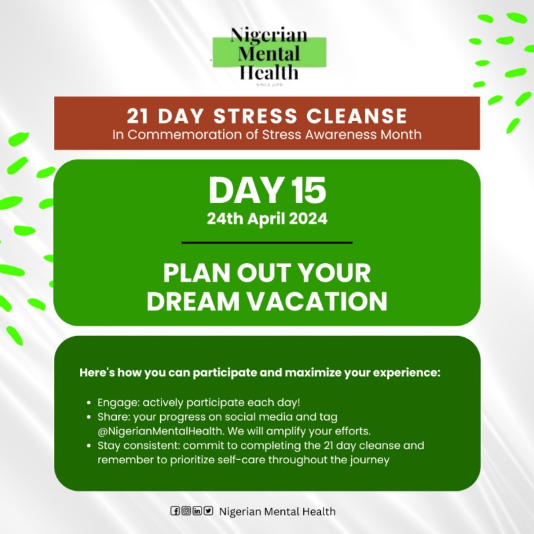 Day 13 of our 21-DAY stress cleanse:  Plan your dream vacation! 🌴✈️ 

Take some time today to visualize your ideal getaway and let your imagination run wild. Where would you go? What activities would you do? 

Share your dream destination in the comments!

#StressAwarenessMonth