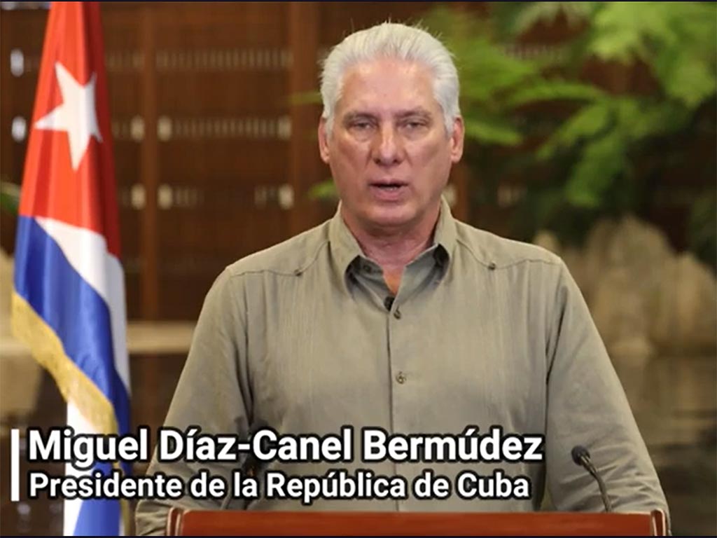 El presidente cubano, Miguel Díaz-Canel, subrayó la necesidad del compromiso de las naciones desarrolladas para la colaboración internacional y la transferencia de tecnologías y recursos a los países en desarrollo en función del manejo de desastres.