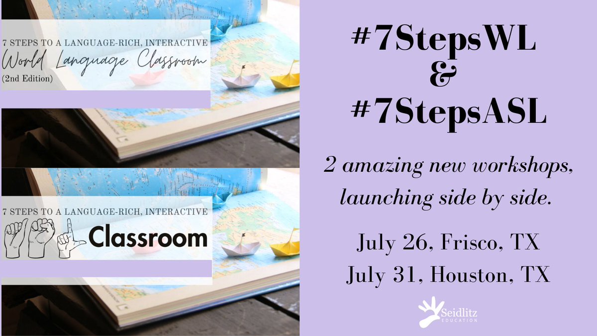 What's new in #7StepsWL 2 ed? 30+ activities, lesson templates & examples, new research, scaffolds & level ups, resources in Arabic, French, German, Mandarin, & Spanish, & an #ASL section! Attend a #booklaunch workshop & gain new ideas for your classroom! seidlitzeducation.com/upcoming-event…
