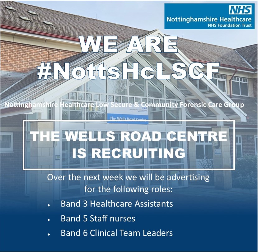 NottsHcLSCF's tweet photo. 🎉Now job applications are now being accepted via Trac at the Wells Road Centre. Please use the links below:
Band 6 Clinical Team Leader - https://t.co/7eMwaLDCZ0
Band 5 Staff Nurse - https://t.co/f5U9MP7Cf9
@NottsHealthcare #WellsRoadCentre https://t.co/JMN3SBYbio
