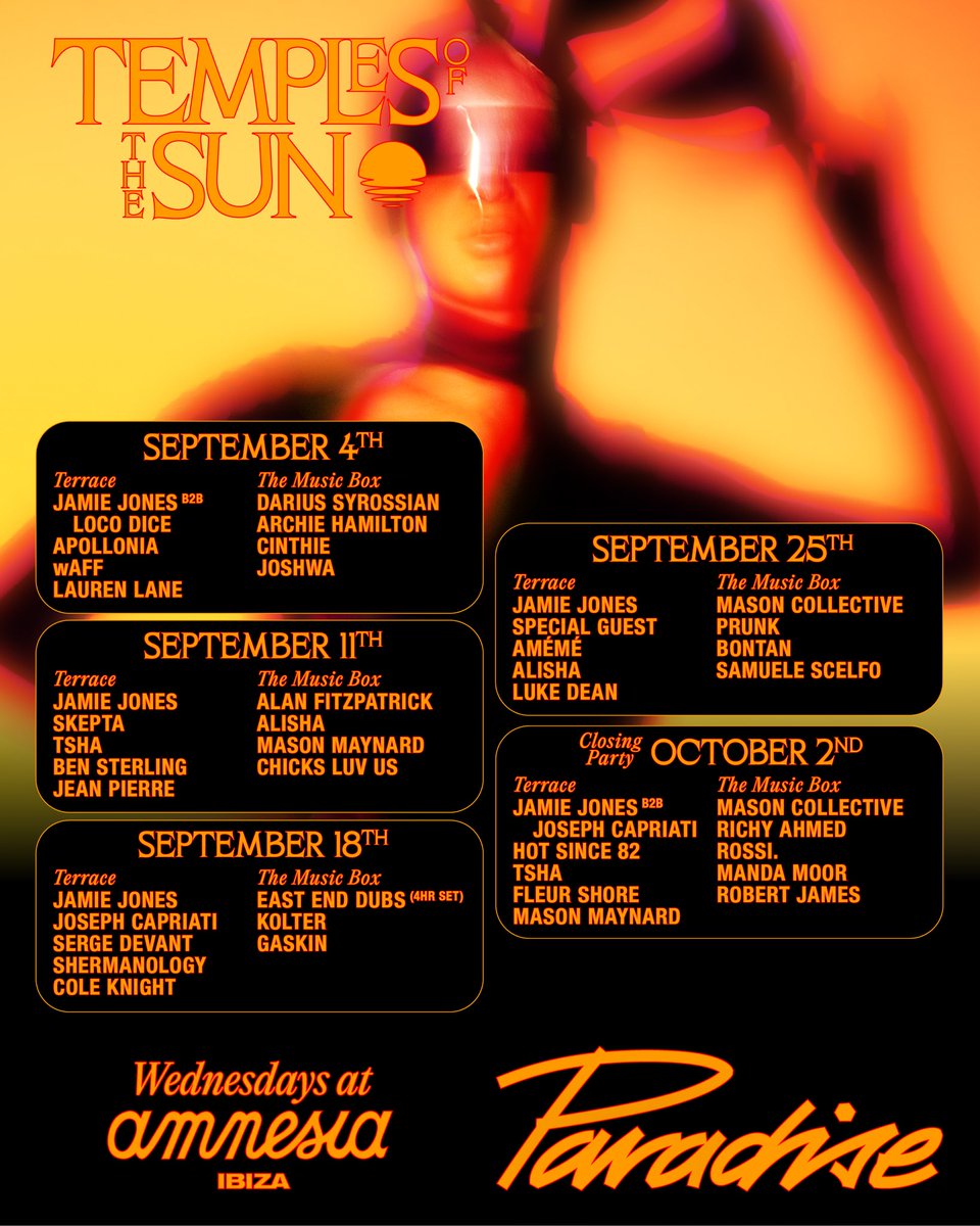 Septembre 11th we see you at Amnesia for Paradise party 😍