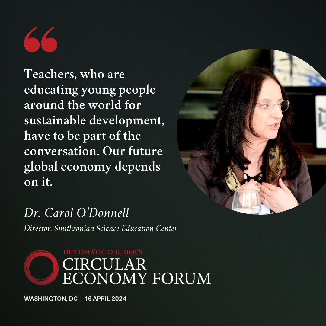 You can’t talk about sustainable development without talking about #education. @SmithsonianScie’s @codonnel_carol explained this and more at the #CircularEconomyForum with @CIPEglobal on the occasion of the IMF/World Bank #SpringMeetings in Washington, DC.