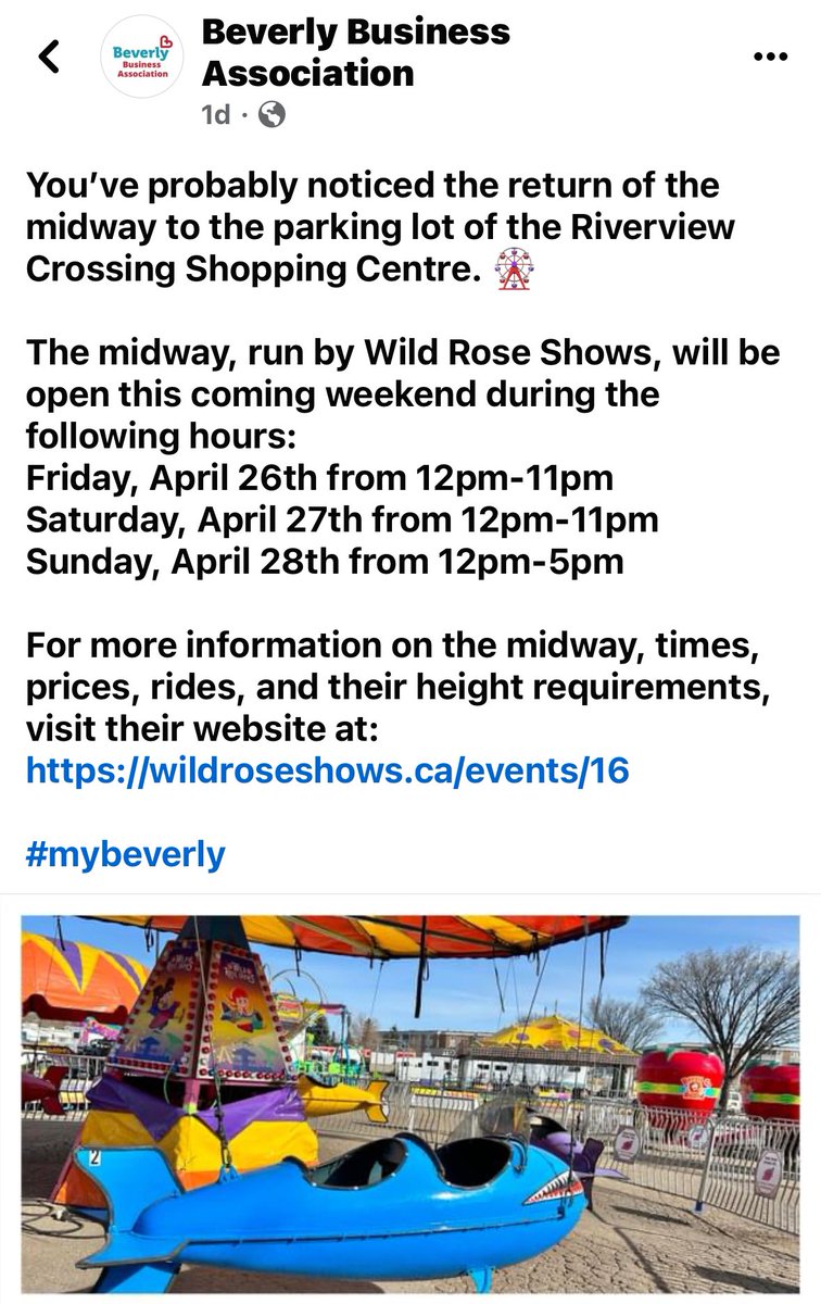 Be sure to catch the Midway at Riverview Crossing in #abbotsfield this weekend!

On his way to daycare this morning, my son made it clear to me how much he wants to go! 🤣

Hope to see you there too!

#yeg #yegevents #yegger #yeggers #beverly #mybeverly #bevclare #yeggriesbach