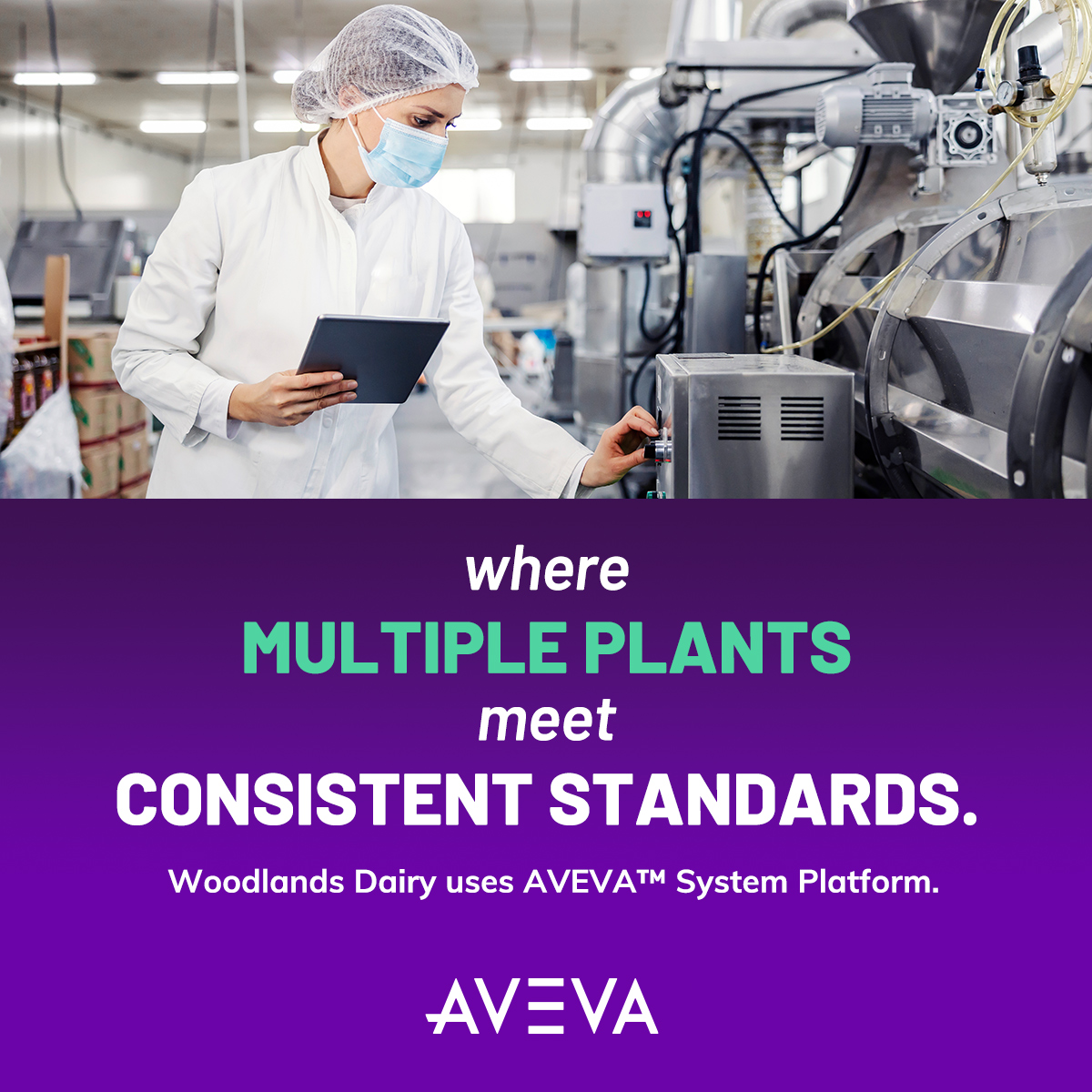Where one system meets multiple plants.
Woodlands Dairy applies consistent quality standards across its plants with AVEVA™ System Platform. Learn more  bit.ly/3UxnuyY  #foodandbeverage #HMI #monitoringandcontrol #data