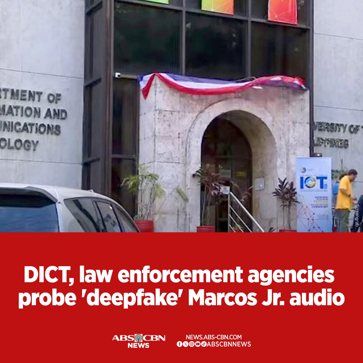 The DICT is coordinating with law enforcement agencies to investigate a 'deceptive' video with 'deepfake' audio of President Ferdinand Marcos Jr. authorizing the use of force against China amid tension in the West Philippine Sea. READ: news.abs-cbn.com/news/2024/4/24…