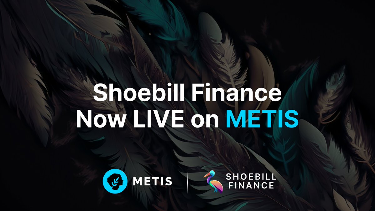 Shoebill Finance is now live on Metis network

Big shout out to our ecosystem partners, <a href="/MetisL2/">Metis🌿</a>, <a href="/Artemisfinance/">Artemis</a> and <a href="/ENKIProtocol/">ENKI</a> for the support

Celebrating the launch, 2 incentivizing campaigns await our users:

1⃣ Boosted METIS rewards with 400 METIS locked and loaded🔥