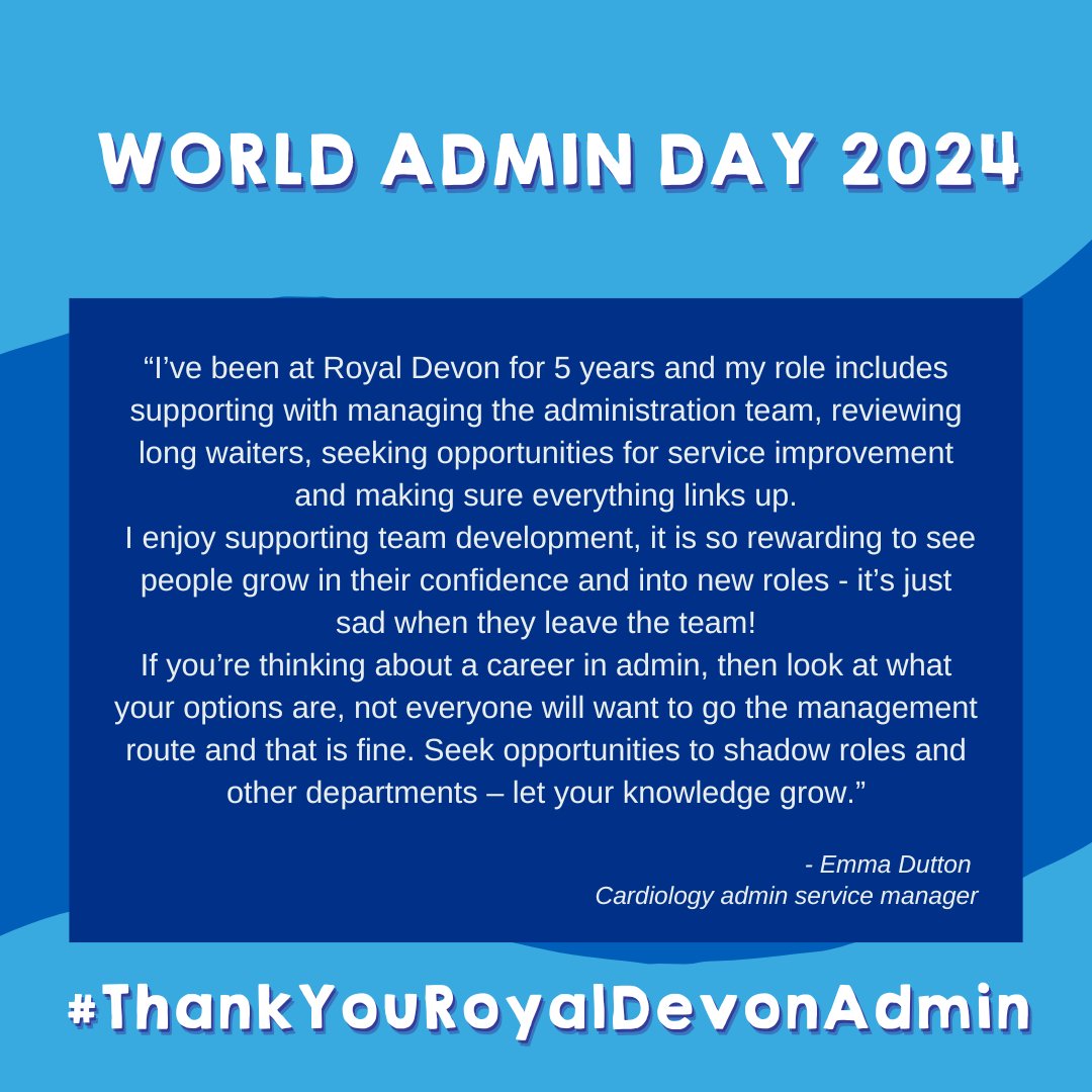 Today is World Admin Professionals day! To celebrate we’re hearing from some of our excellent admin teams here at Royal Devon. #ThankYouRoyalDevonAdmin