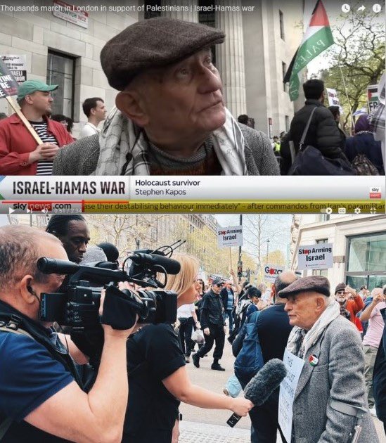 Sky & the BBC interviewing Holocaust survivor Stephen Kapos just before Gideon Falter’s stunt in the same area. Why did Sky & the BBC then promote Falter's claims the area was a no-go zone for Jews while ignoring the views of an actual Holocaust survivor? 2nd image @LeighMilnerTV