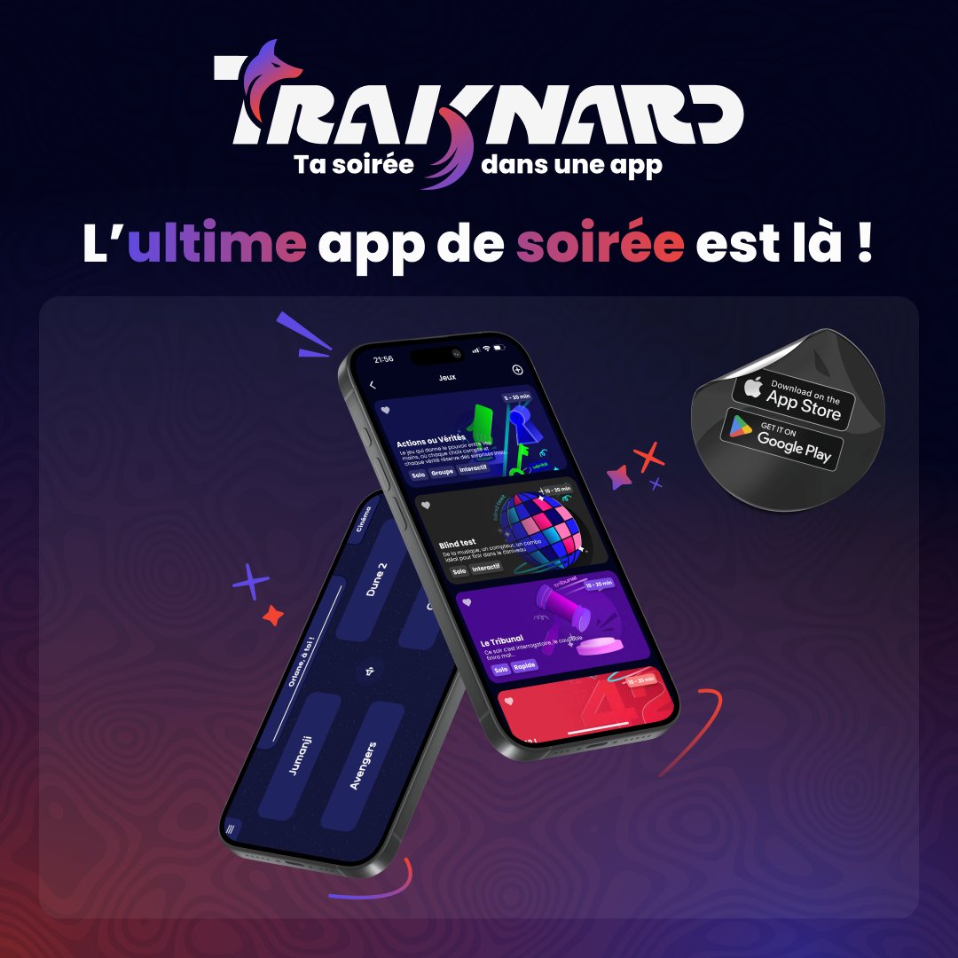 TraknardApp's tweet photo. Ras le bol d'avoir 36 applications foireuses pour vos soirées ?

Traknard dispose de toutes les fonctionnalités nécessaires pour passez vos soirées au niveau supérieur !

Téléchargez dès maintenant Traknard sur les stores !

Alors, on se la met ? https://t.co/vSLq3IQxxj