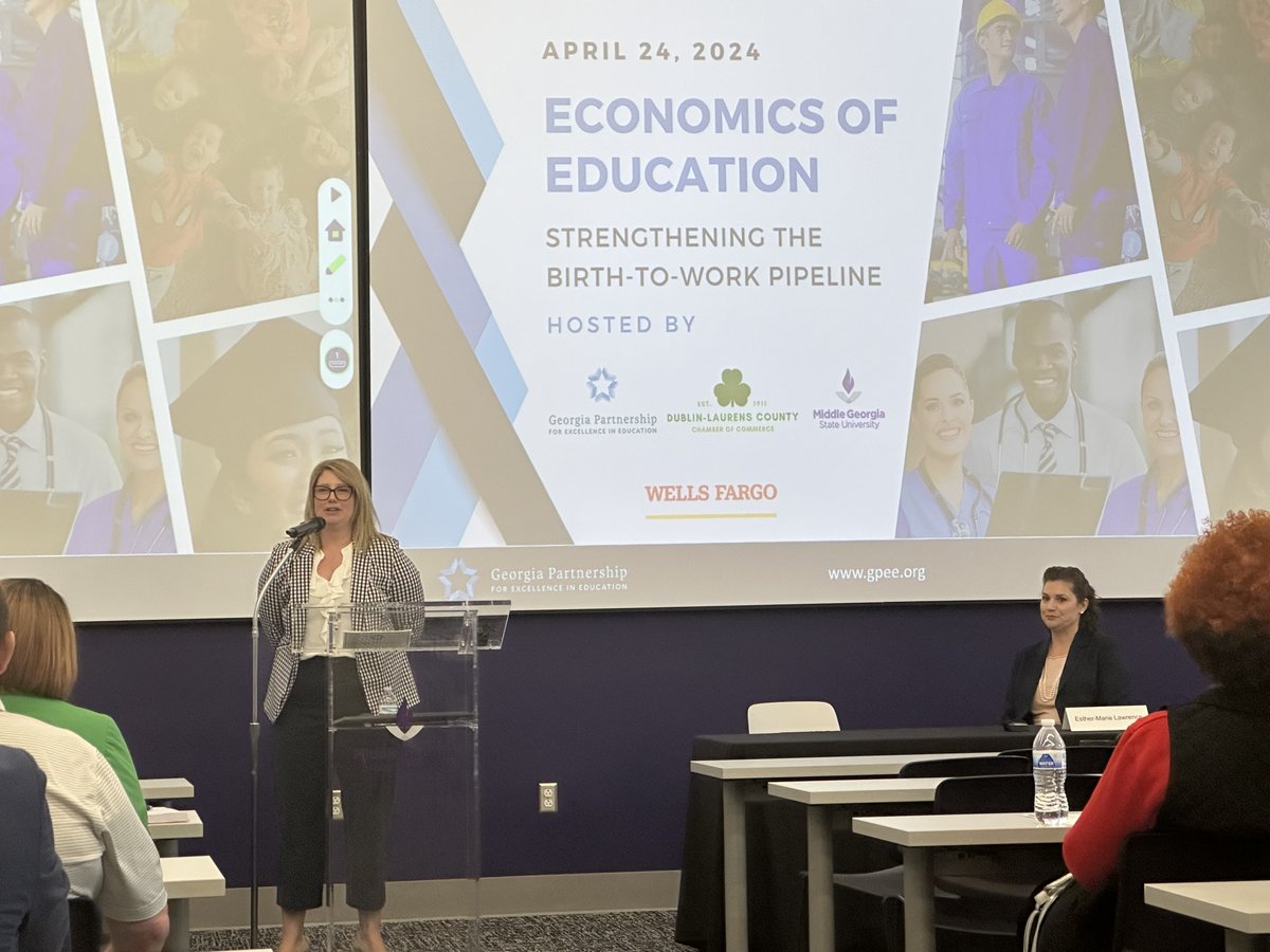 GAPartnership's tweet photo. Thank you Dublin, GA & @MGAstateU for hosting us this morning for Regional Summit on strengthening the birth-2-work pipeline! Also a BIG THANK YOU to @jmatthatchett @WellsFargo @WestRock @TvilleGAChamber @dcsirish & @MGAPresident for joining us! We appreciate your support! #GPEE https://t.co/f0qp3Iswyr