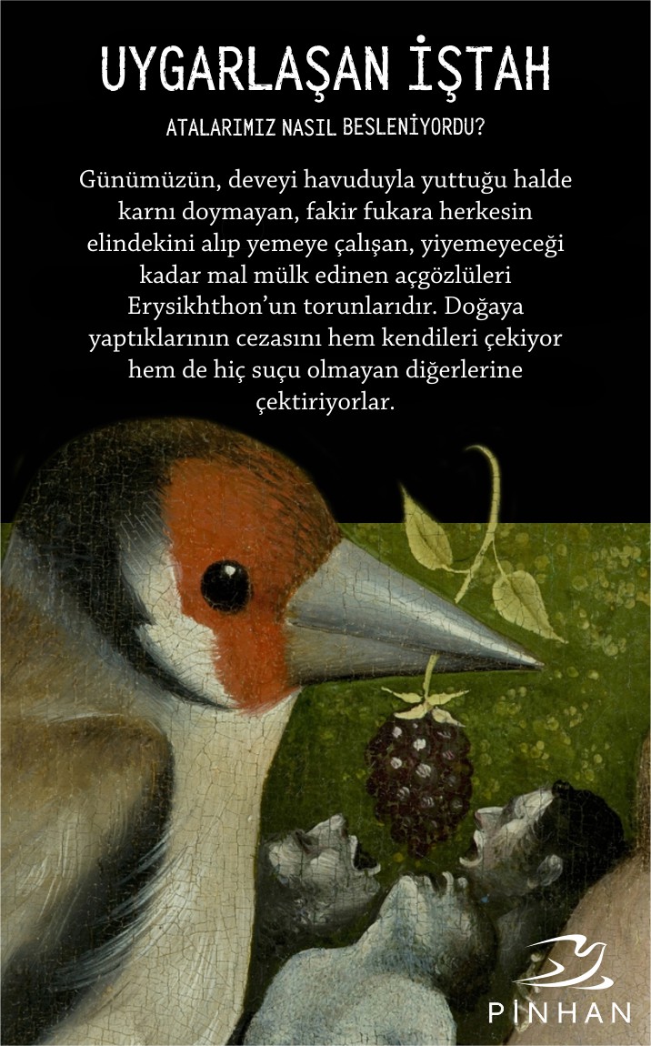 Günümüzün, deveyi havuduyla yuttuğu halde karnı doymayan, fakir fukara herkesin elindekini alıp yemeye çalışan, yiyemeyeceği kadar mal mülk edinen açgözlüleri Erysikhthon’un torunlarıdır.