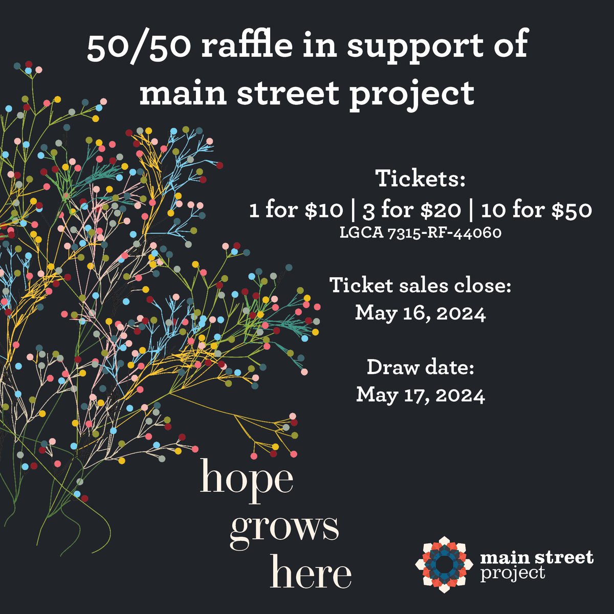 Hope Grows Here 50/50 raffle is here! Grab your tickets at the gala or buy online: ow.ly/sBwr50RniN8 The raffle closes on May 16th, and the lucky winner will be drawn on May 17th! #MSPBuildingStability #Winnipeg #Manitoba