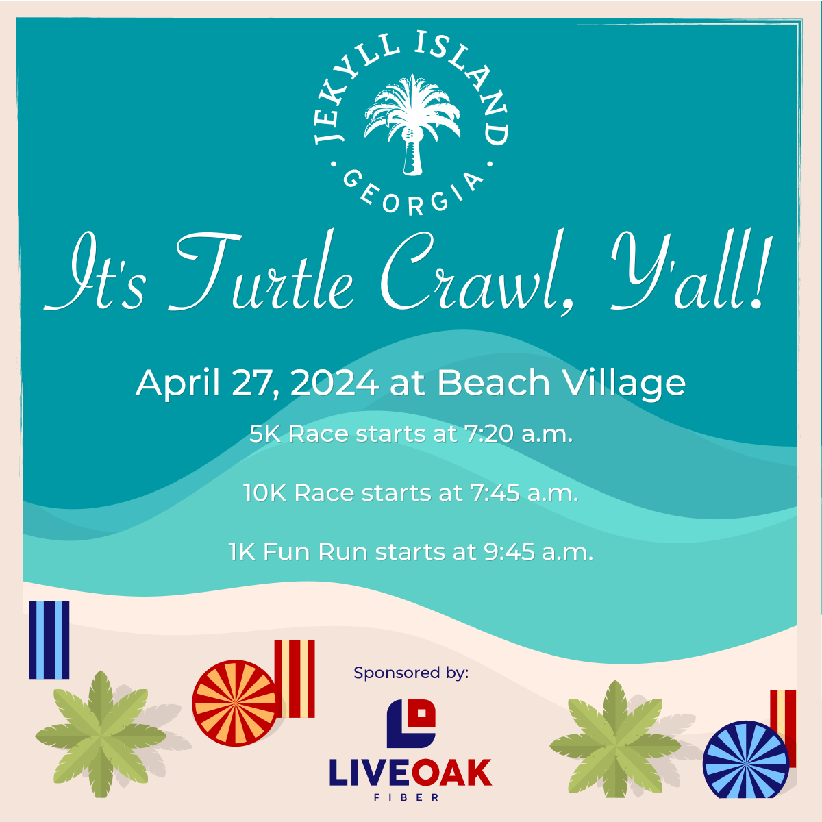 liveoakfiber's tweet image. Join us for the 2024 Turtle Crawl on April 27th sponsored by LiveOak Fiber! Kickstart the sea turtle nesting season on Jekyll Island's stunning coast. Races include a 5K at 7:20 a.m., a 10K at 7:45 a.m., and a 1K Fun Run at 9:45 a.m.🐢 #TurtleCrawl #BetterInternetNow #FeelTheFlow