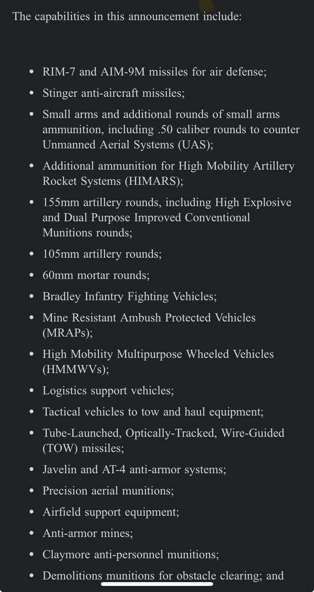 JUST IN: U.S. will send $1B in new military aid to Ukraine, including HIMARS, 155mm, Javelin, Bradley’s: Pentagon In the wake of the Senate’s passage of $60B in US military aid to Ukraine, pkg is the largest since last year.