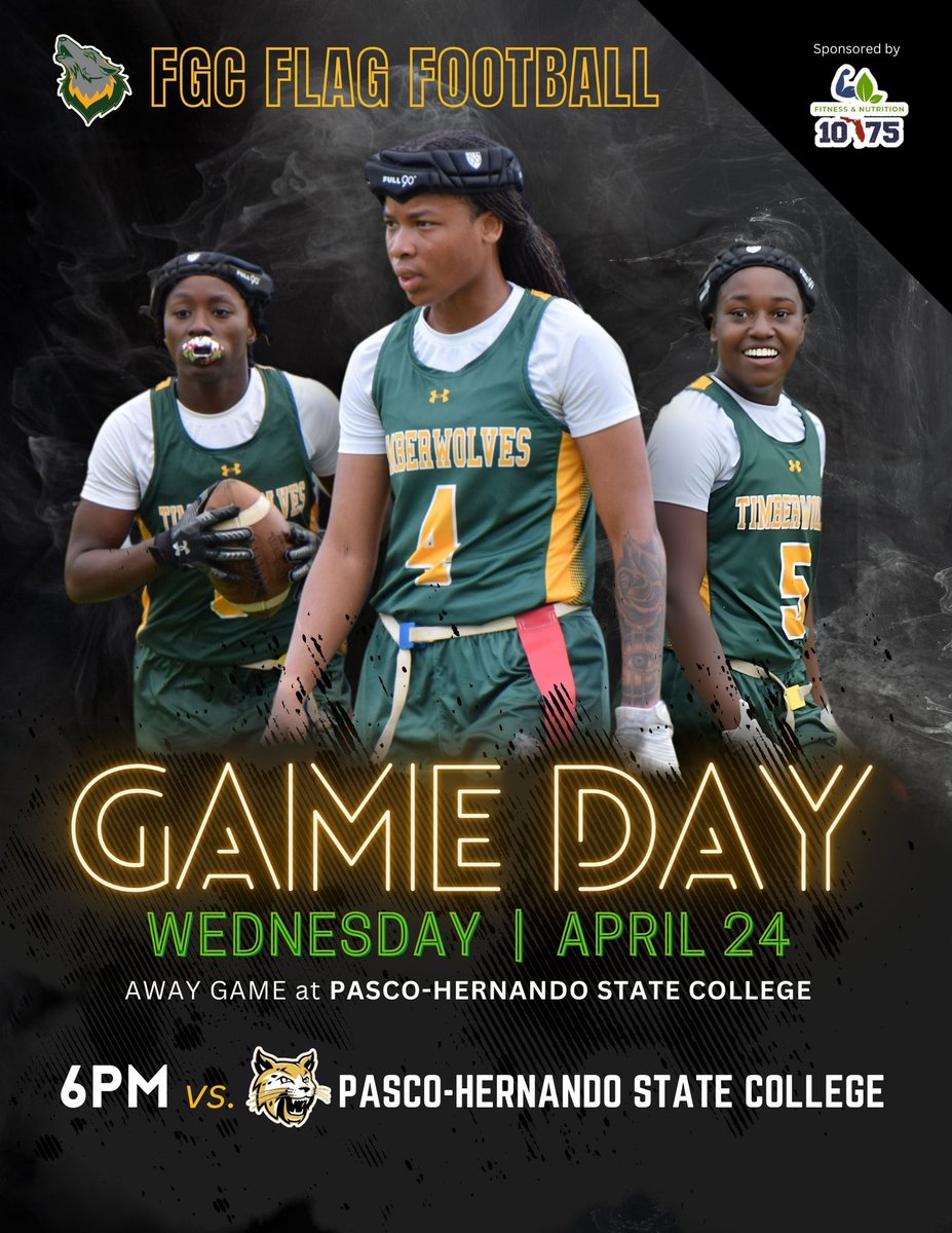 GAMEDAY! The Wolves are on the road as we travel to Pasco to take on Pasco-Hernando at 6pm! There is no live stream for today’s game. GO WOLVES! FGC Flag Football sponsored by 1075 Fitness and Nutrition
