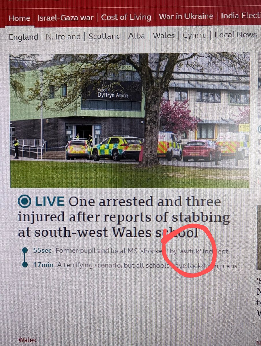 I mean, not to make a joke of a serious situation, but do you think the BBC quoted the former pupil in #Ammanford saying 'Ah, fuck'