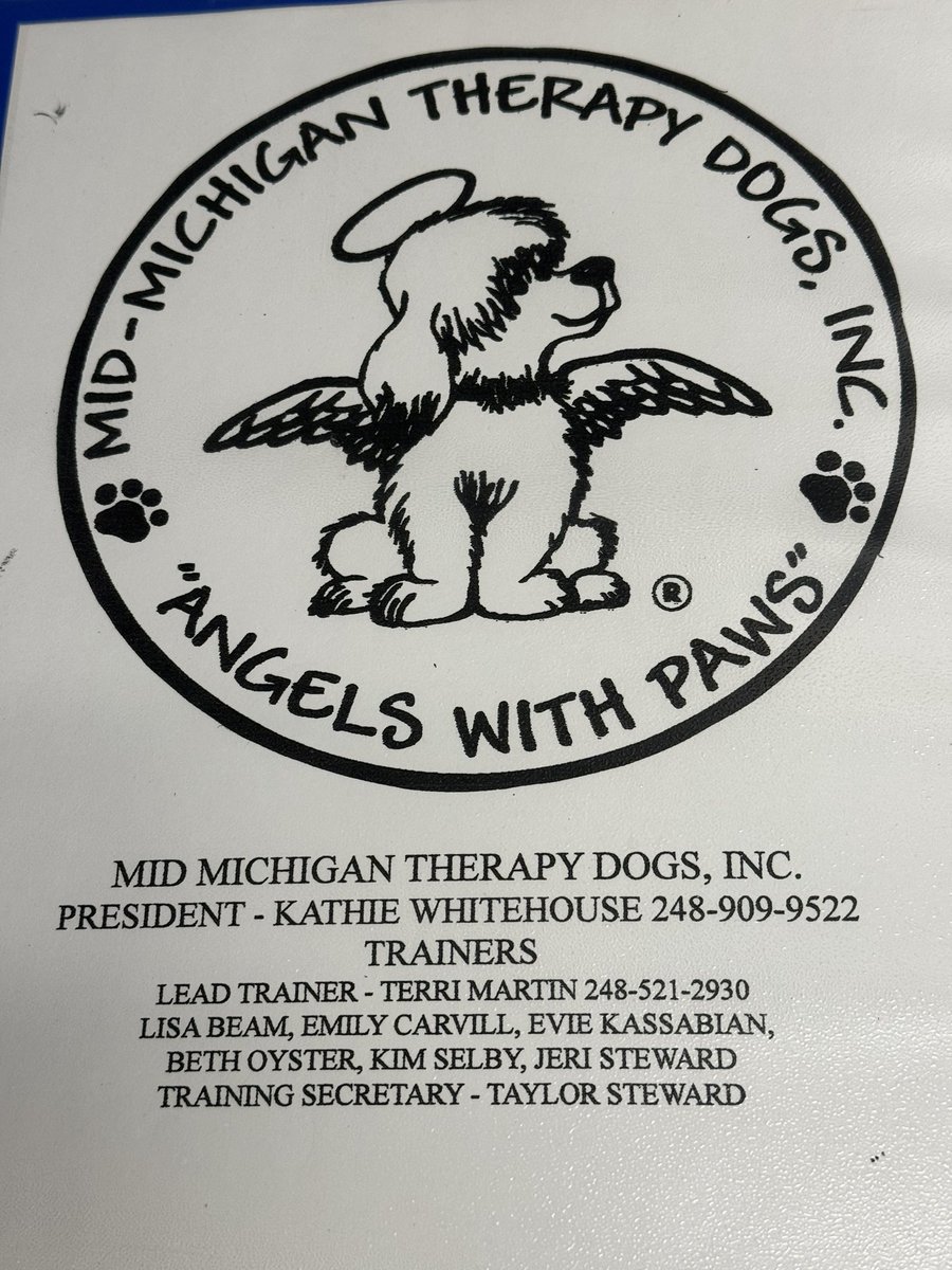 swartz_creek's tweet image. Mid Michigan therapy dogs are at Swartz Creek High today, offering surprise support to students and staff! Find Linda and Trouble in the SCHS HUB for some comfort. 🐾 #AngelsWithPaws #TherapyDogs #SupportDogs