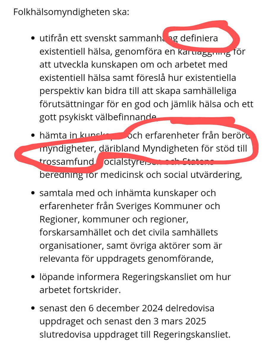 FHoM is supposed to define (??!) existential health. Fetch not science - but some kind of support/info from Swedish agencies, first of which is an Agency for Support to Religious Communities (??????!). How about studying long covid and related science instead, huh?