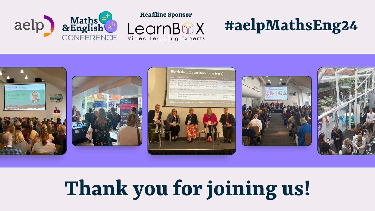 Thank you to everyone who attended our brilliant Maths & English conference today!✨

We hope you found it as invigorating as we did!

A huge thanks goes to our sponsor @weareLearnBox for their support. 

#aelpMathsEng24