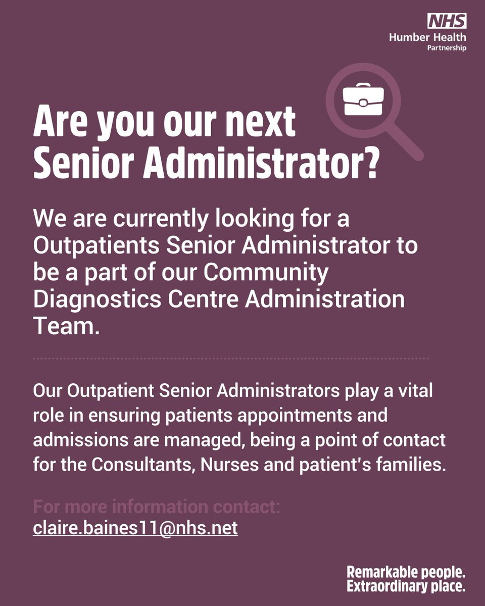 Do you have the skills to be our next Senior Administrator within our Community Diagnostic Centre team? Well we’re hiring! Take a look here: buff.ly/3w6zLB7