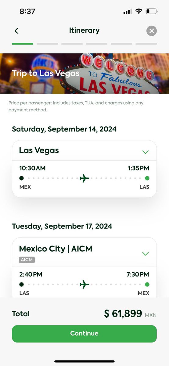 den_ORW's tweet photo. @Profeco estoy cotizando 3 vuelos a las Vegas del 14 al 17 de septiembre y es irreal el costo $61,899 pesos. 

¡De verdad es irreal como @VivaAerobus  está ofreciendo vuelos a Las Vegas en $20,000 aprox cada uno! 
¿Quien regula los costos? ¿Porque exageran en un costo así? https://t.co/XUrH8jjUgK