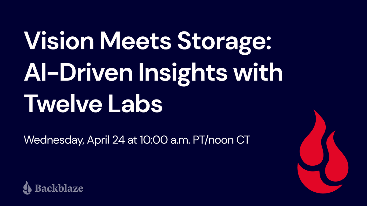 Ready to unlock powerful insights from your video content? Join @twelve_labs and Backblaze TODAY at 10 a.m. PT! Learn how to seamlessly integrate AI for deep video analysis with Backblaze B2. Expect practical tips and real-world examples! Register now: hubs.ly/Q02tXM810