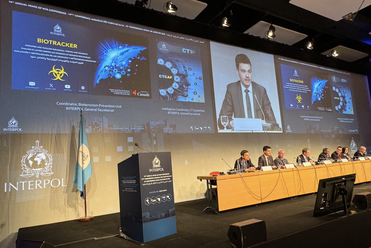 INTERPOL_CBRNE's tweet photo. Viruses/bacteria/toxins are everywhere & can be used as weapons by non-state actors to devastating ends.
We now have a state-of-the-art solution to help countries implement preventive measures & prepare responses #BioTracker
💬@INTERPOL_CBRNE Coordinator, Heads of NCB meeting https://t.co/YVTuvlmDm0