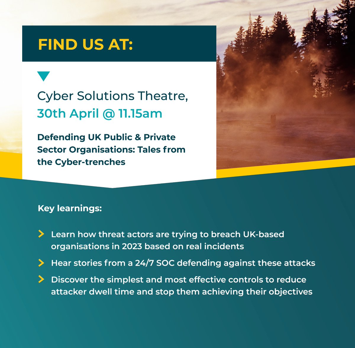 SocuraMDR's tweet photo. Don't miss @jamiebrummell's talk next week in the Cyber Solutions Theatre at 11:15am, where we'll delve into real-life cyber challenges and defence strategies. See you there! @NCSS_Cyber #CyberSecurity #NCSS2024 https://t.co/DcCcnJ0wG3 https://t.co/BCRNh8dcKS