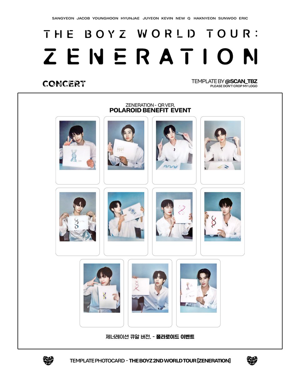 THE BOYZ 2ND WORLD TOUR [ZENERATION] - Benefit Template Photocard - WithMuu / Beatroad POB | 위드뮤/비트로드 - Polaroid Event | 폴라로이드 이벤트 더보이즈 제너레이션 - 큐알 디비디 버전. - 포토카드 포카 #더보이즈 #상연 #제이콥 #영훈 #현재 #주연 #케빈 #뉴 #큐 #학년 #선우 #에릭