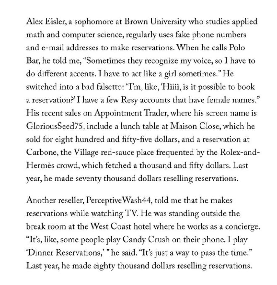 Brown CS students crack us up. Selling restaurant reservations using faux numbers, voice modulators, falsetto and making a nice side hustle. #externalAPI

Screenshot courtesy @Gordon_CRE 

#cs183algo
#fourthTurning
#CantillonEffect
#cs183d