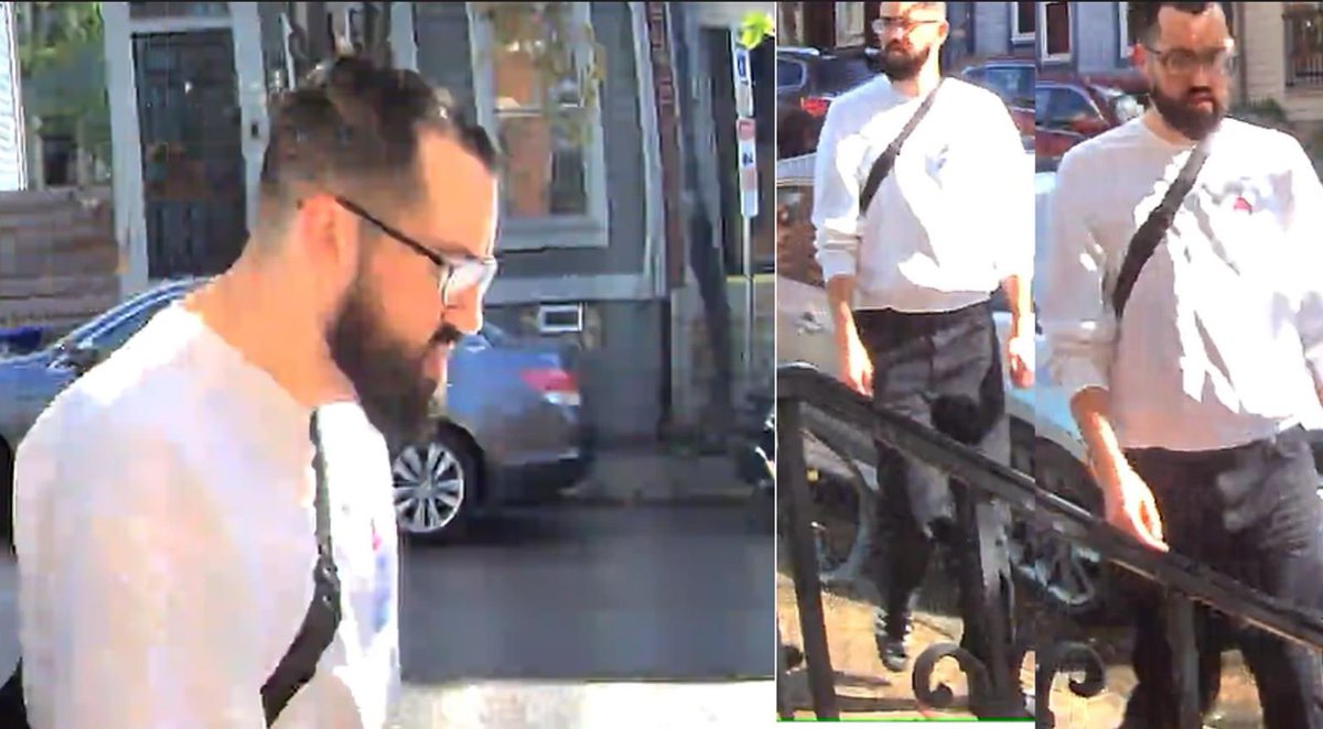 Pittsburgh PA police need YOUR help - recognize this Nazi? On April 19, he ripped an Israeli flag from a woman’s home & threw it in the garbage. On April 21, he posted antisemitic pictures & propaganda all over the front door glass windows of her home & then spray painted 'For…