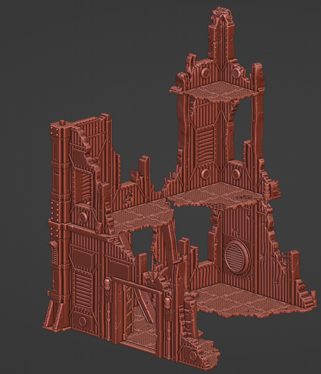 Making progress on this multi-part #grimdark ruin #3Dprinting #wargaming #warhammer40k #killteam #terrain #onepagerules #firefight #scifi #necromunda #tabletopgaming