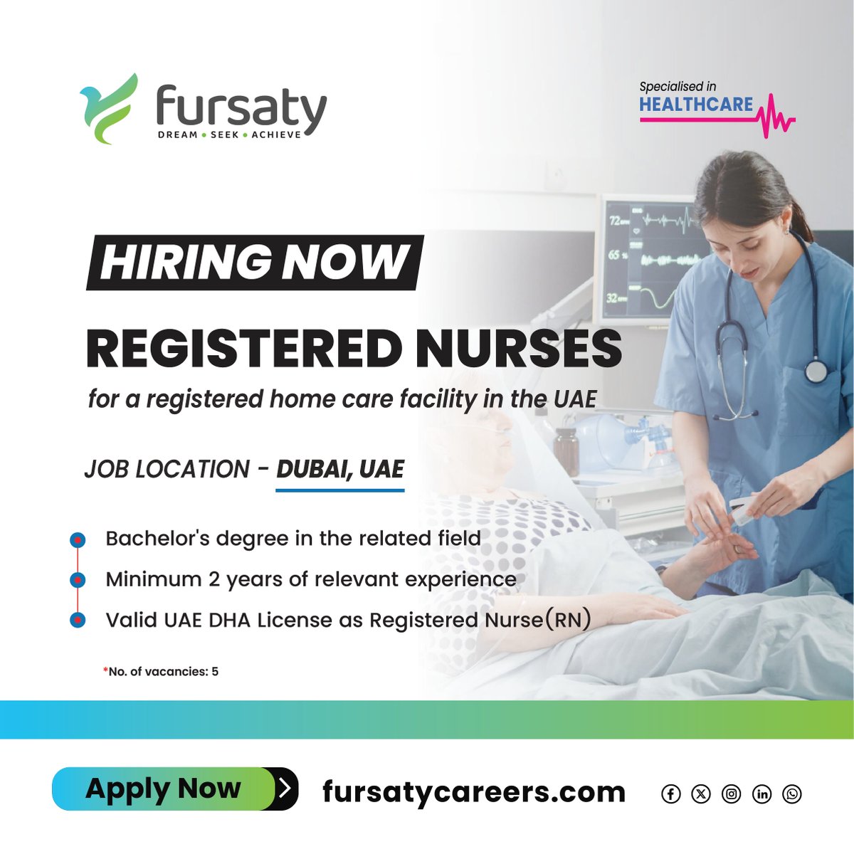 📢 #HiringNurses: Exciting opportunity for dedicated #RegisteredNurses at a registered home care facility in Dubai, UAE! 📍

📌 Explore #FursatyCareers Website for details and #ApplyNow!
🔗 fursatycareers.com/en/jobs/regist…

🤝 Tag fellow #Nurses who might be interested! 👩🏻‍🏭 #JobOpening