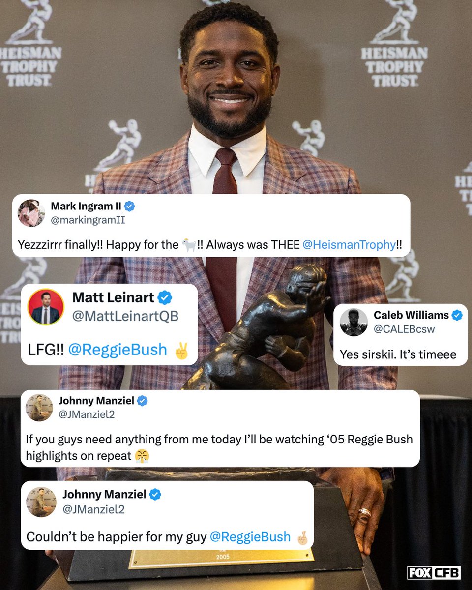 All love for @ReggieBush getting his Heisman 👏 🏆 @uscfb