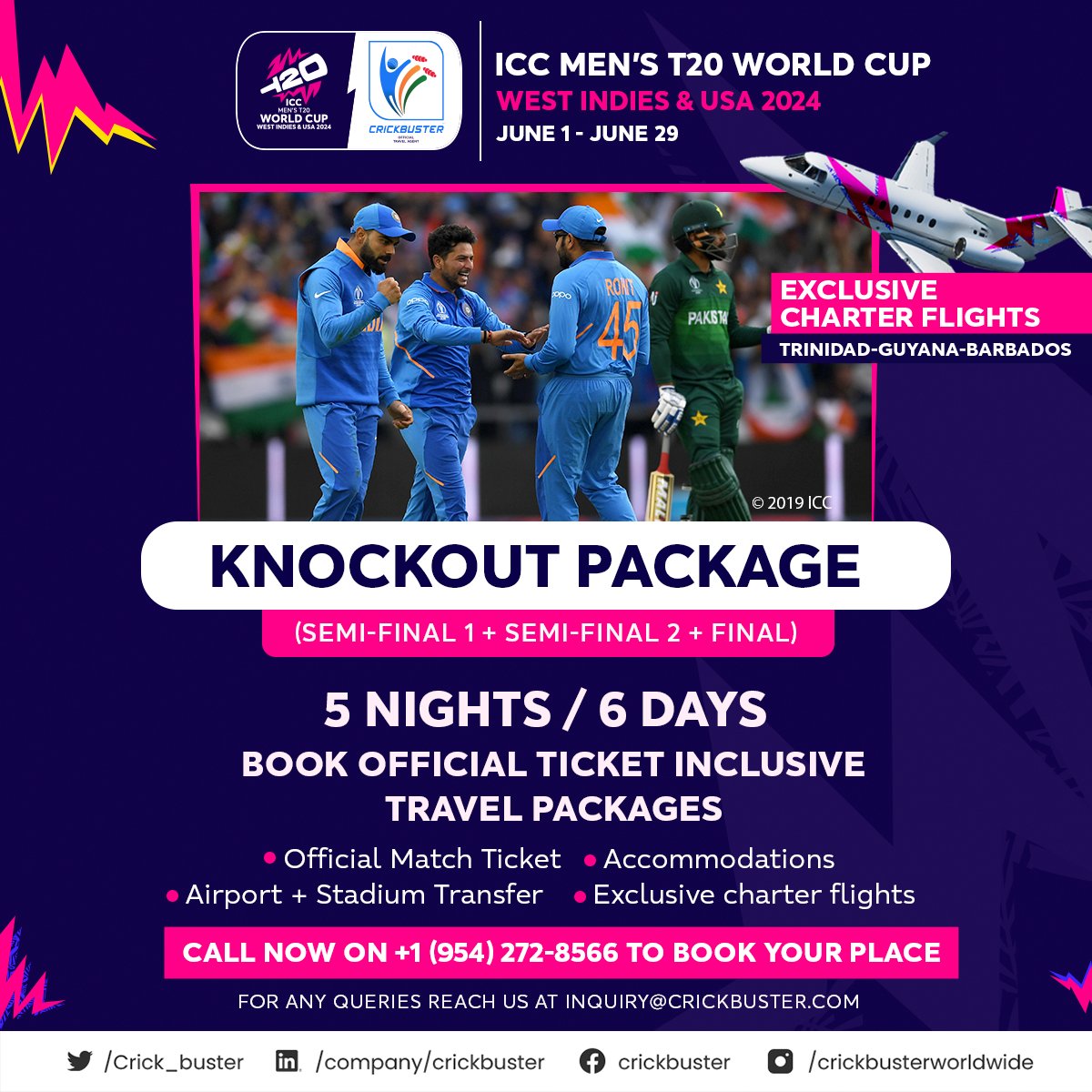 Dreaming of a hassle-free getaway? Look no further! Our exclusive package has everything you need for the ultimate experience, all bundled into one unbeatable deal.🤩🏏

Book your Knock-out Package Now!!

📞: 954-272-8566
📧: inquiry@crickbuster.com
🌐: crickbuster.com