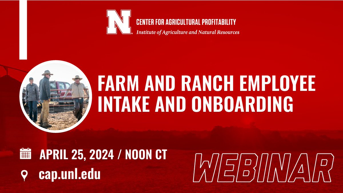 Relatives or not, onboarding new employees is important as it allows them to get an overview of the operation, learn about policies, meet other employees, suppliers, etc. Tomorrow's webinar offers tips on best practices when hiring on the farm and ranch. go.unl.edu/8qjg