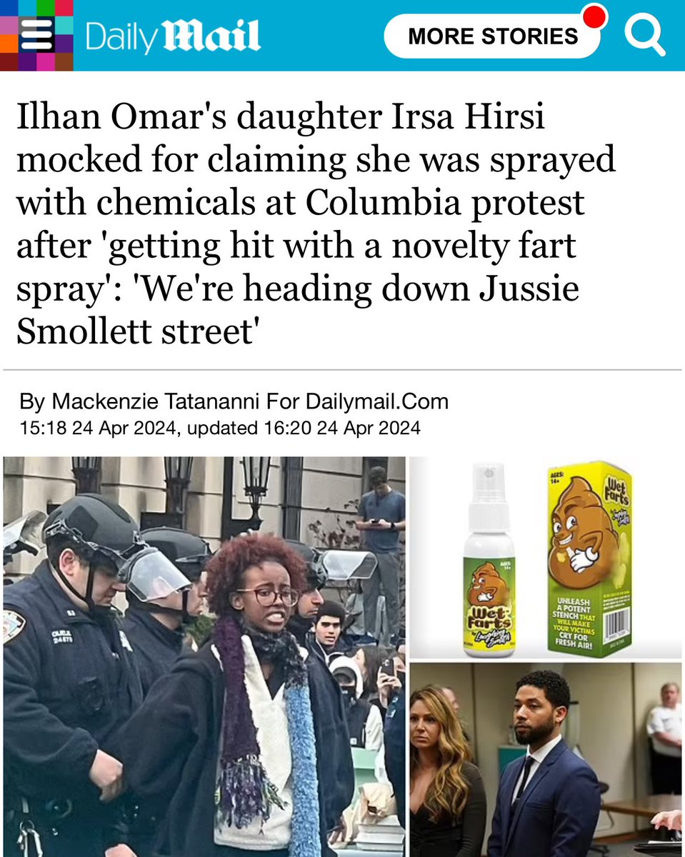 Ilhan Omar’s daughter was doused with fart spray. She called it a chemical weapon. You couldn’t make this up.